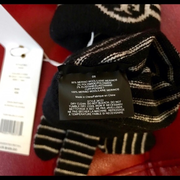 💕💕Tory Burch Striped Merino Wool Gloves - Picture 4 of 5